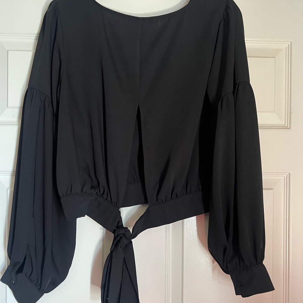 Forever 21 Black Tie-Front Blouse